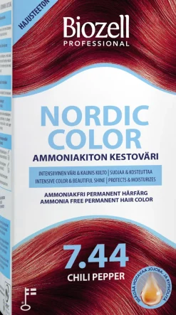 Biozell Professional Nordic Color ammoniakiton kestoväri Chili Pepper 7.44 2x60ml