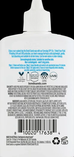 Bondi Sands SPF50+ Everyday Tinted Face Fluid sävytetty aurinkosuojavoide kasvoille 50 ml