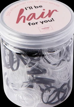 Cailap Silikonihiuslenkki 300kpl, rasiassa musta/kirkas