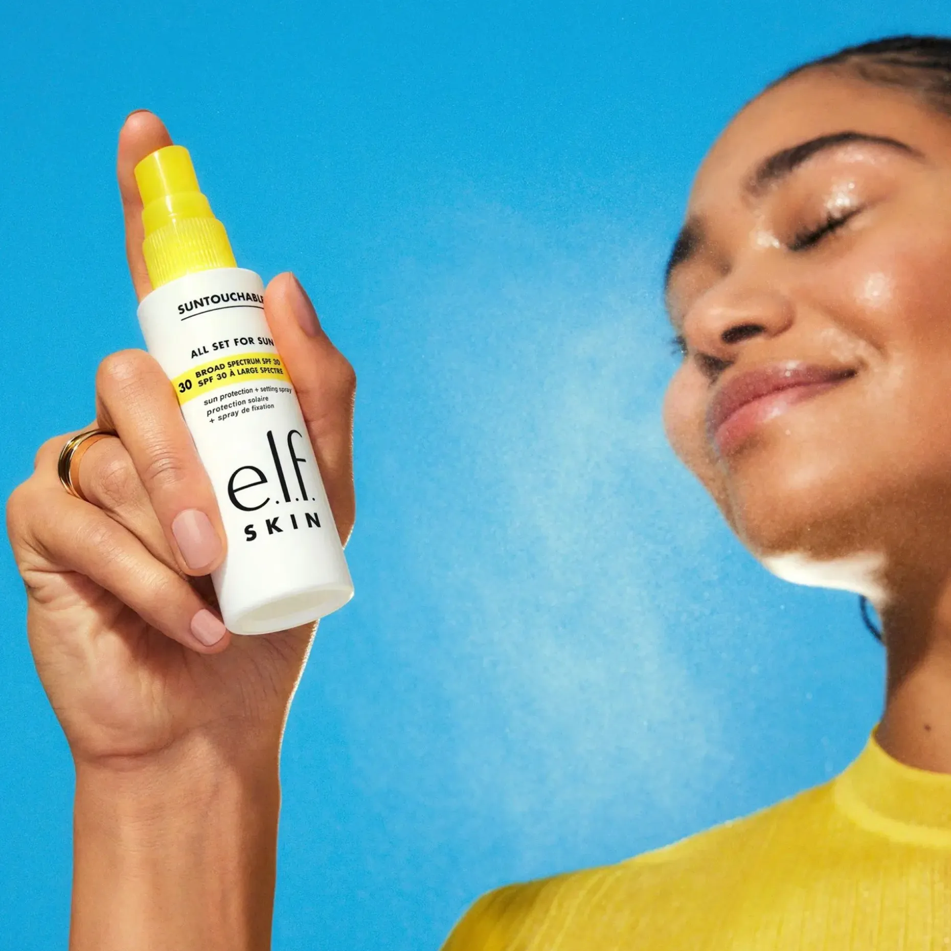 e.l.f cosmetics SKIN Suntouchable! All Set for Sun SPF 30 aurinkosuoja- ja kiinnityssuihke 60 ml