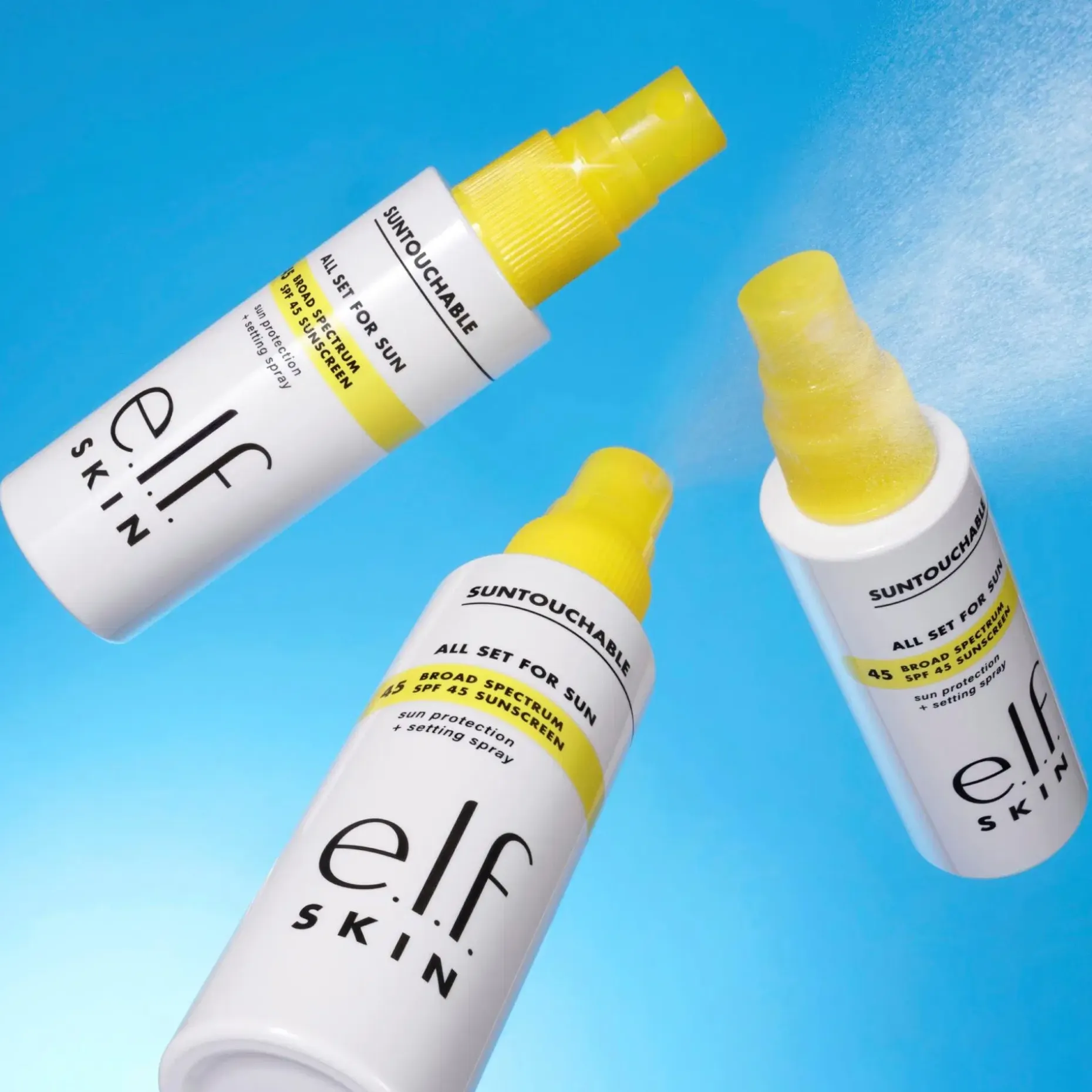 e.l.f cosmetics SKIN Suntouchable! All Set for Sun SPF 30 aurinkosuoja- ja kiinnityssuihke 60 ml
