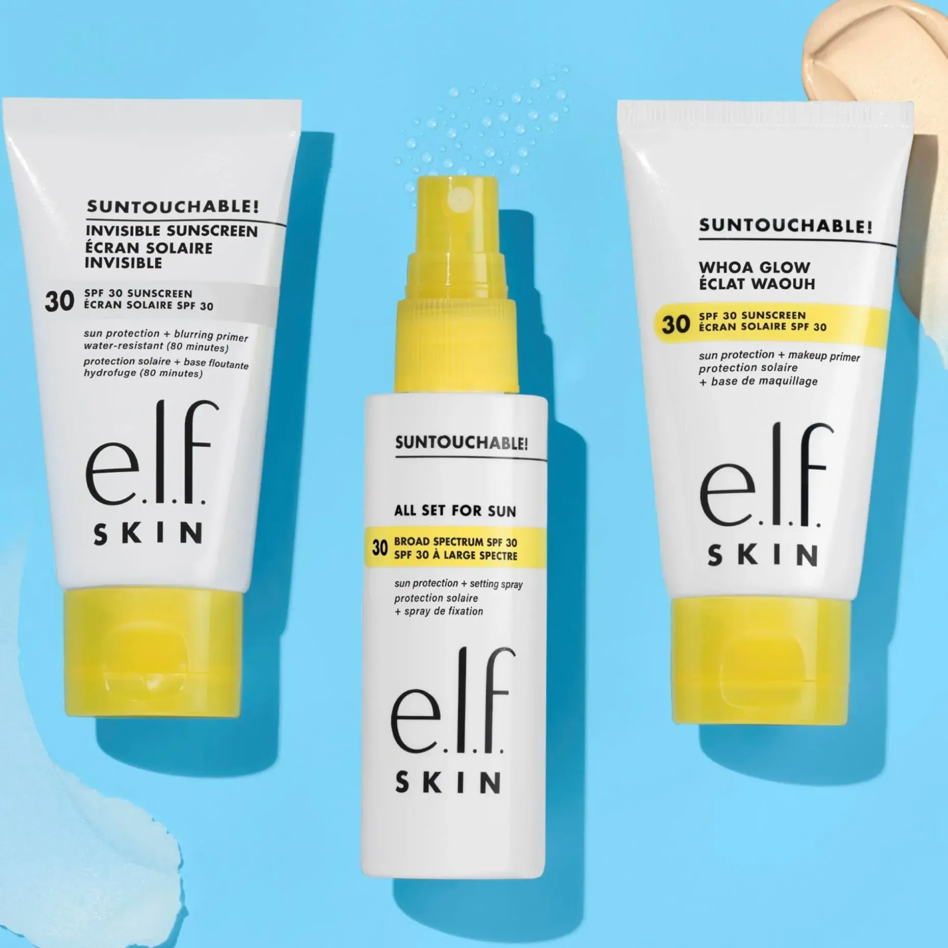 e.l.f cosmetics SKIN Suntouchable! All Set for Sun SPF 30 aurinkosuoja- ja kiinnityssuihke 60 ml