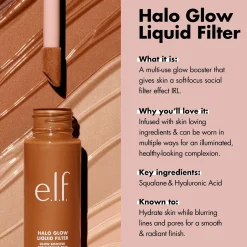 e.l.f. Halo Glow Liquid Filter Shade -korostusväri 31,5 ml