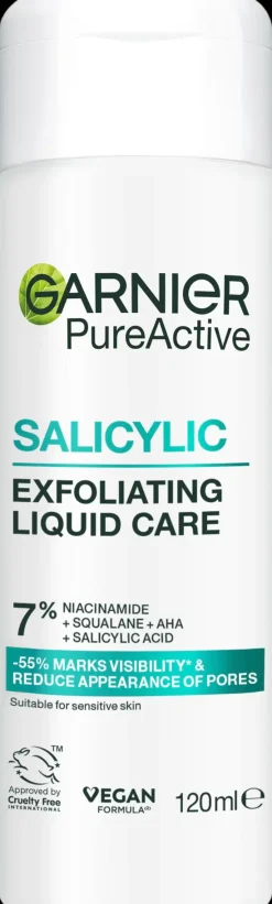 Garnier PureActive Salicylic Exfoliating Liquid Care Kasvovesi epäpuhtaalle iholle 120 ml