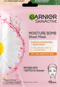 Garnier Skin Active Moisture Bomb kosteuttava kangasnaamio kuivalle ja herkälle iholle 32g