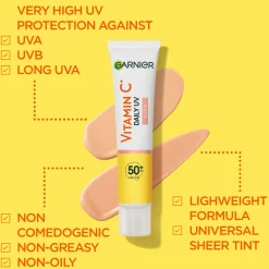 Garnier Vitamin C* Sheer Glow uv-voide SPF50 samealle iholle 40 ml