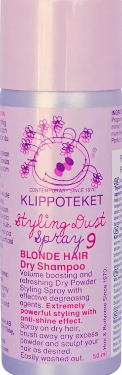 Klippoteket Styling Dust Spray Dry Shampoo kuivashampoo & muotoilu 50 ml