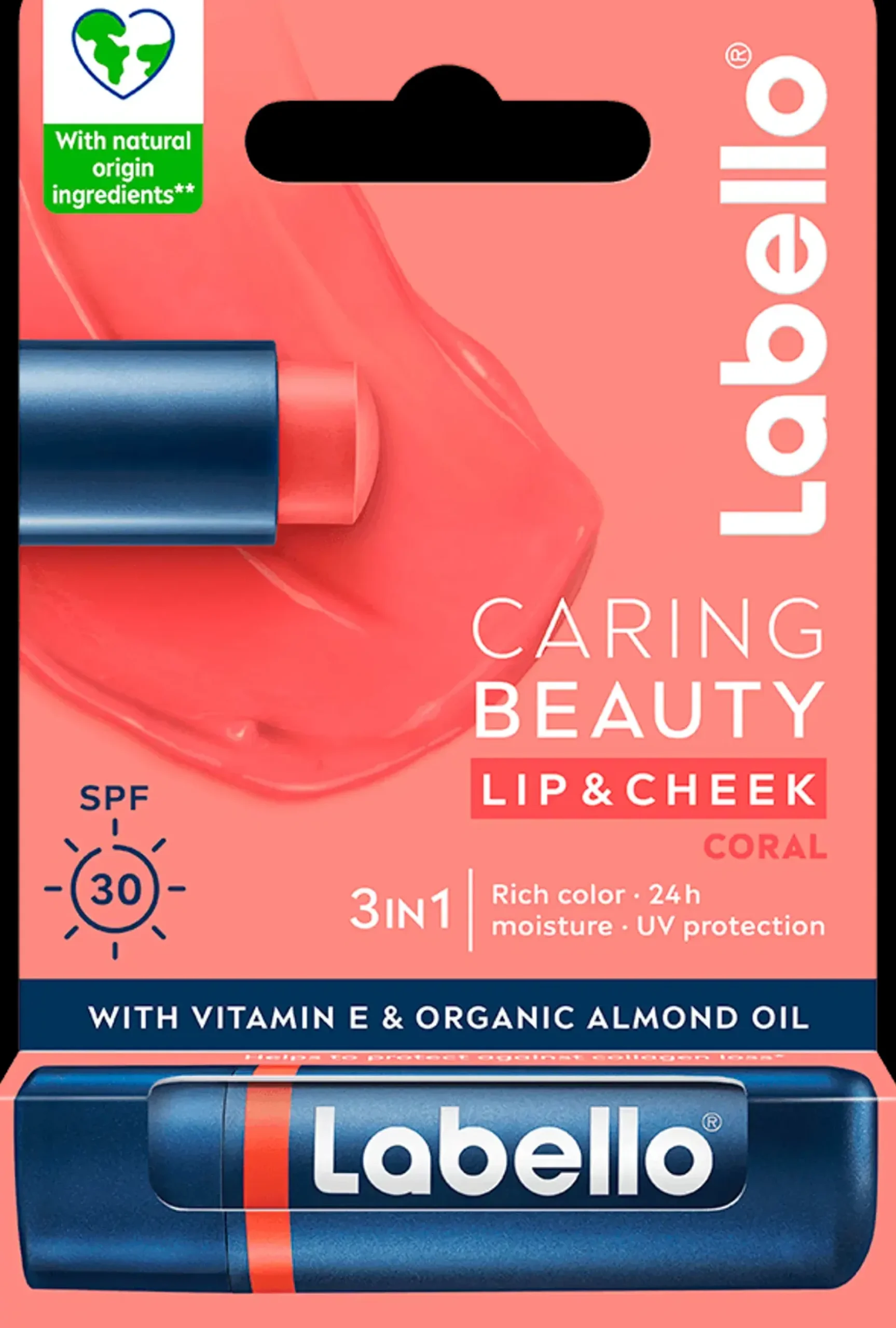 Labello 4,8g Caring Beauty Coral - sävyttävä voide huulille ja poskille