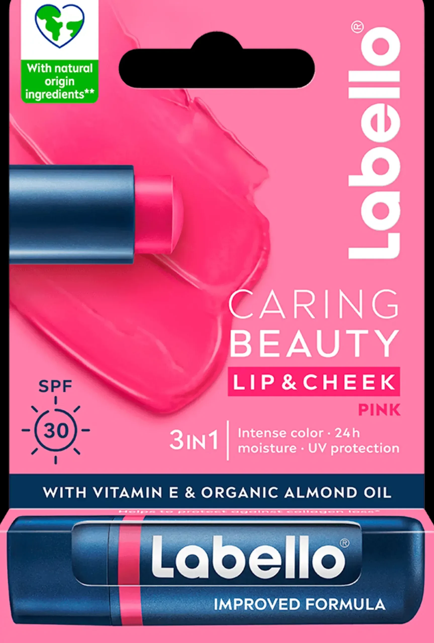 Labello 4,8g Caring Beauty Pink - sävyttävä voide huulille ja poskille