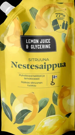 Lemon Juice and Glycerine Nestesaippua sitruuna täyttöpussi 550ml