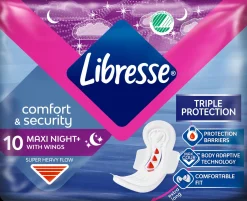 Libresse Maxi yöside Maxi+ Goodnight Wing 10 kpl