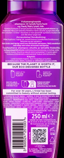 L'Oréal Paris Elvital 250ml Collagen Lifter Shampoo ohuille ja latteille hiuksille