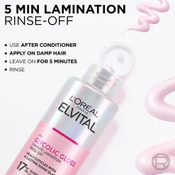 L'Oréal Paris Elvital 200ml Glycolic Gloss huuhdeltava käsittely kiillottomille hiuksille 200ml