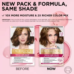 L'Oréal Paris Excellence Creme 5.3 Golden Light Brown Kullanruskea kestoväri 1kpl