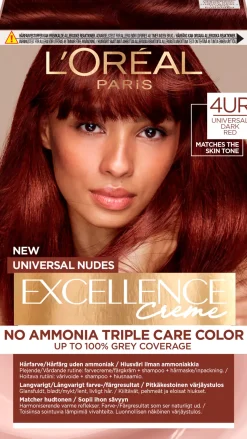 L'Oréal Paris Excellence Universal Nudes 4UR Dark Red kestoväri ilman ammoniakkia 1kpl