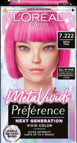 L'Oréal Paris Préférence Metavivids Pink 7.222 vaalennus ja sävyte 1kpl