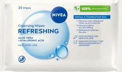 NIVEA 25 kpl Daily Essentials Refreshing Cleansing Wipes puhdistusliinat normaalille iholle