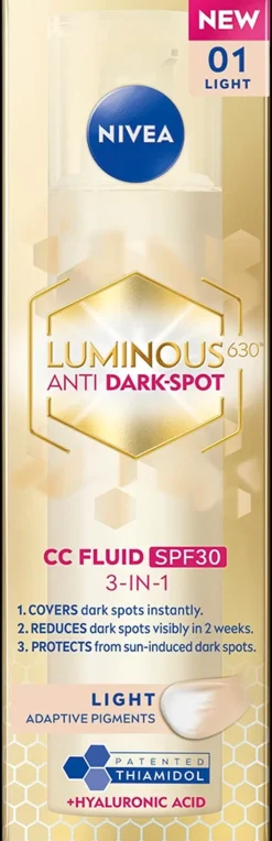 NIVEA 40ml Luminous630 Anti Dark-Spot CC Fluid Light SK30 - sävyttävä päivävoide