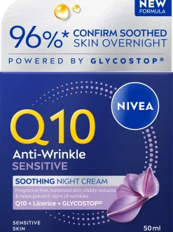 NIVEA 50ml Q10 Anti-Wrinkle Sensitive Soothing Night Cream -yövoide