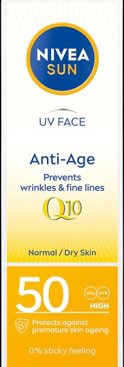NIVEA SUN 50ml UV Face Anti-Age Q10 SK50 -aurinkosuojavoide