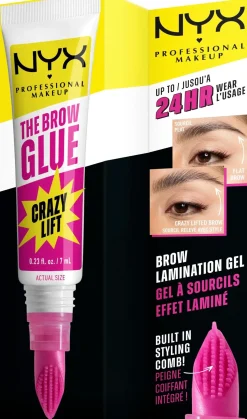 NYX Professional Makeup The Brow Glue Crazy Lift Pitkäkestoinen Kulmageeli 01 Transparent 7 ml