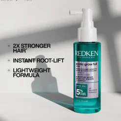 Redken Acidic Grow Full System hiuspohjaseerumi oheneville hiuksille. Auttaa vahvistamaan ja tuuheuttamaan hiuksia.