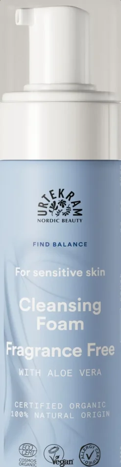 URTEKRAM Fragrance Free Hellävarainen Kasvojenpuhdistusvaahto 150ml