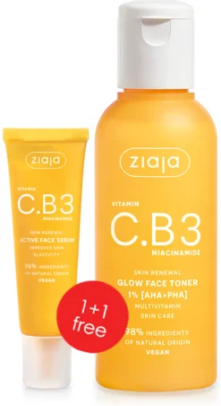Ziaja C.B3-vitamiini kasvoseerumi 30 ml + 1 % AHA kasvovesi 120 ml